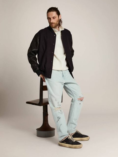 Black Space-Star Men Golden Goose Men's Space-Star Sabot Shoes In Quilted Black Nylon With Shearling Lining - Image 3