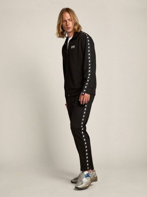 Black Sweatshirts Men's Black Zipped Sweatshirt With White Stars Men Golden Goose - Image 4