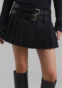 Black The Frankie Shop Blake Mini Pleated Skirt - Black Women Bottoms - Image 2