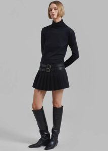 Black The Frankie Shop Blake Mini Pleated Skirt - Black Women Bottoms