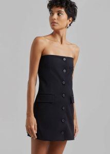 Black The Frankie Shop Cyniah Strapless Vest - Black Women Dresses - Image 2