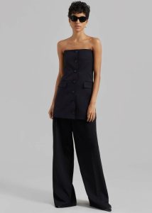 Black The Frankie Shop Cyniah Strapless Vest - Black Women Dresses