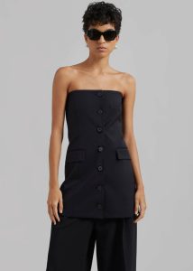 Black The Frankie Shop Cyniah Strapless Vest - Black Women Dresses - Image 3