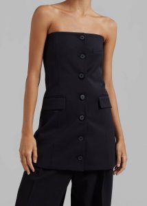Black The Frankie Shop Cyniah Strapless Vest - Black Women Dresses - Image 4