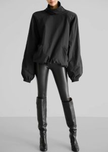 Black The Frankie Shop Doyle Mockneck Anorak - Black Women Outerwear - Image 3