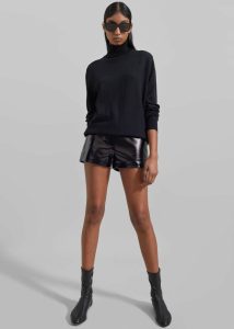 Black The Frankie Shop Kate Crackled Faux Leather Mini Shorts - Black Bottoms Women