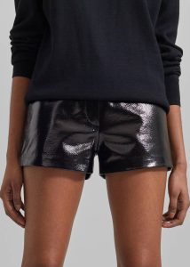 Black The Frankie Shop Kate Crackled Faux Leather Mini Shorts - Black Bottoms Women - Image 3