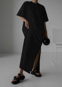 Black The Frankie Shop Lou Oversized Tee Dress - Black Dresses Women - Image 2