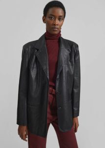Black The Frankie Shop Outerwear Windham Faux Leather Blazer - Black Women - Image 2