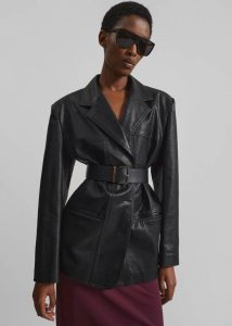 Black The Frankie Shop Outerwear Windham Faux Leather Blazer - Black Women