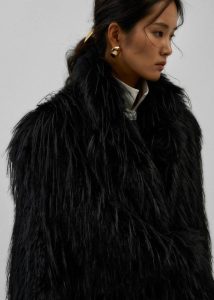 Black The Frankie Shop Women Hythe Faux Fur Coat - Black Outerwear - Image 2