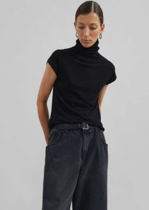 Black The Frankie Shop Women Nile Turtleneck Top - Black Tops - Image 5