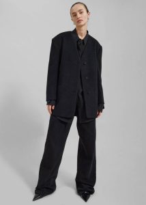 Black The Frankie Shop Women Outerwear Abina Collarless Blazer - Charcoal - Image 2