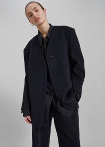 Black The Frankie Shop Women Outerwear Abina Collarless Blazer - Charcoal