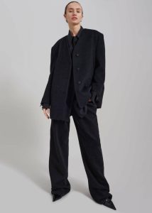 Black The Frankie Shop Women Outerwear Abina Collarless Blazer - Charcoal - Image 5