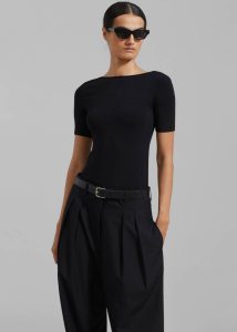 Black Tops Vera Scoop Back Shirt - Black Women The Frankie Shop - Image 2