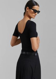 Black Tops Vera Scoop Back Shirt - Black Women The Frankie Shop