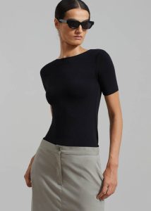 Black Tops Vera Scoop Back Shirt - Black Women The Frankie Shop - Image 4