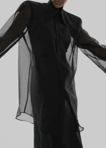 Black Tops Women Jolene Semi Sheer Shirt - Black The Frankie Shop - Image 3