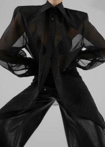 Black Tops Women Jolene Semi Sheer Shirt - Black The Frankie Shop - Image 5