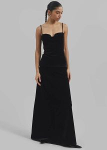 Black Tops Women The Frankie Shop Lucia Velvet Tank - Black - Image 3
