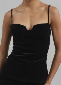 Black Tops Women The Frankie Shop Lucia Velvet Tank - Black - Image 4
