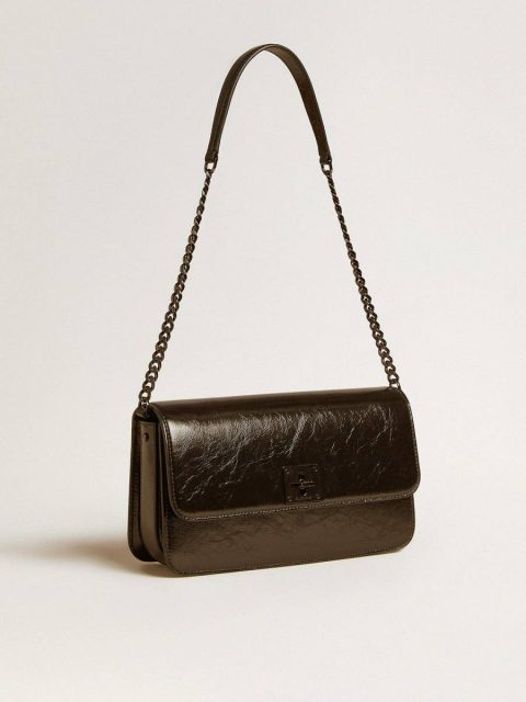 Black Women Golden Goose Crossbody Bags Gioia Bag In Black Glossy Leather With Metal Details - Image 2