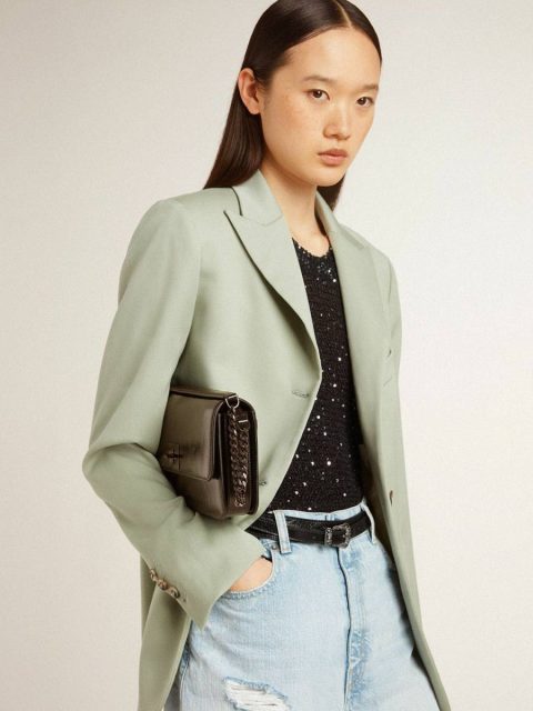 Black Women Golden Goose Crossbody Bags Gioia Bag In Black Glossy Leather With Metal Details - Image 3