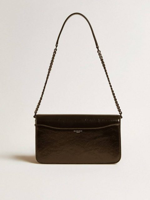 Black Women Golden Goose Crossbody Bags Gioia Bag In Black Glossy Leather With Metal Details - Image 4
