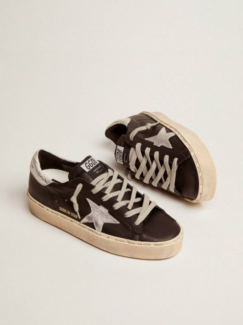 Black Women Hi Star Women's Hi Star In Black Leather With Silver Laminated Leather Star Golden Goose - Image 2