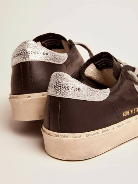 Black Women Hi Star Women's Hi Star In Black Leather With Silver Laminated Leather Star Golden Goose - Image 4