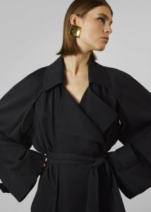 Black Women Outerwear Astoria Cut-Out Raglan Sleeve Trench Coat - Black The Frankie Shop - Image 2