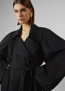 Black Women Outerwear Astoria Cut-Out Raglan Sleeve Trench Coat - Black The Frankie Shop - Image 5