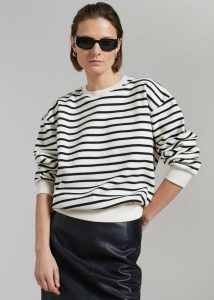 Black Women Saint Stripe Sweater - Black/White Stripe The Frankie Shop Tops - Image 4