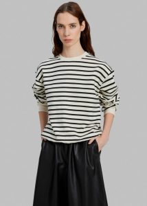 Black Women Saint Stripe Sweater - Black/White Stripe The Frankie Shop Tops - Image 5