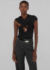 Black Women The Frankie Shop Christopher Esber Helix Crystal Ribbed Tee - Black Tops - Image 2