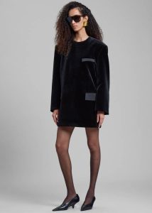 Black Women The Frankie Shop Dresses Madison Mini Velvet Dress - Black - Image 2