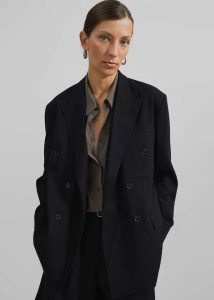 Black Women The Frankie Shop Outerwear Sava Double Breasted Blazer - Black - Image 2