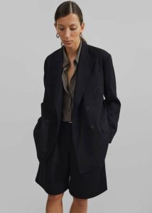 Black Women The Frankie Shop Outerwear Sava Double Breasted Blazer - Black
