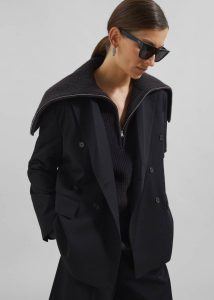Black Women The Frankie Shop Outerwear Sava Double Breasted Blazer - Black - Image 3