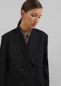 Black Women The Frankie Shop Outerwear Sava Double Breasted Blazer - Black - Image 4