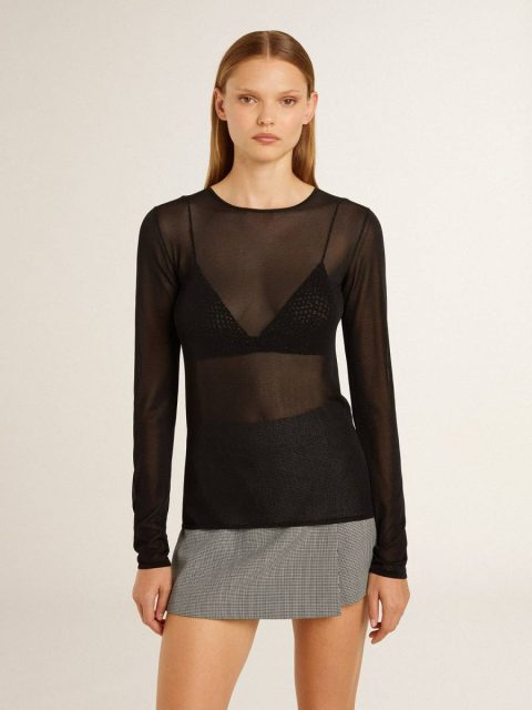 Black Women Women's Black Crew Neck T-Shirt T-Shirts & Tops Golden Goose - Image 2