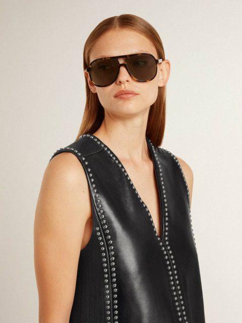 Black Women’s Black Nappa Leather Dress With Studs Women Dresses & Jumpsuits Golden Goose - Image 5