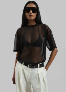 Black Zolli Mesh Tee - Black Women Tops The Frankie Shop