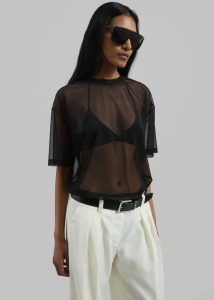 Black Zolli Mesh Tee - Black Women Tops The Frankie Shop - Image 3