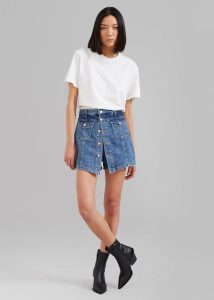 Blades Denim Skort - Medium Wash The Frankie Shop Women Blue Bottoms