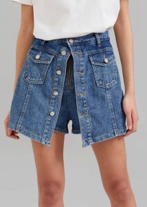 Blades Denim Skort - Medium Wash The Frankie Shop Women Blue Bottoms - Image 3