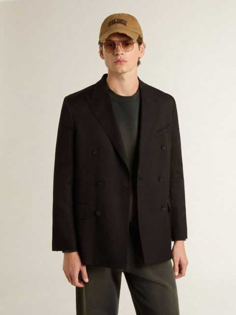 Blazers Black Men’s Black Double-Breasted Blazer With Button Fastening Men Golden Goose - Image 2