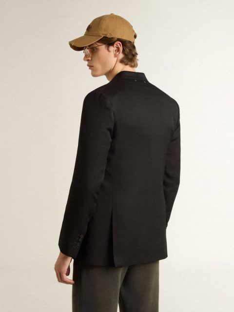 Blazers Black Men’s Black Double-Breasted Blazer With Button Fastening Men Golden Goose - Image 4