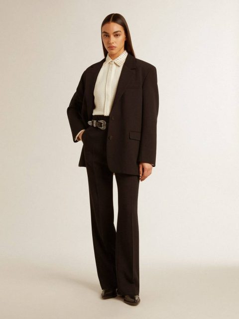 Blazers Women’s Black Wool-Blend Blazer Jacket Women Golden Goose Black - Image 4